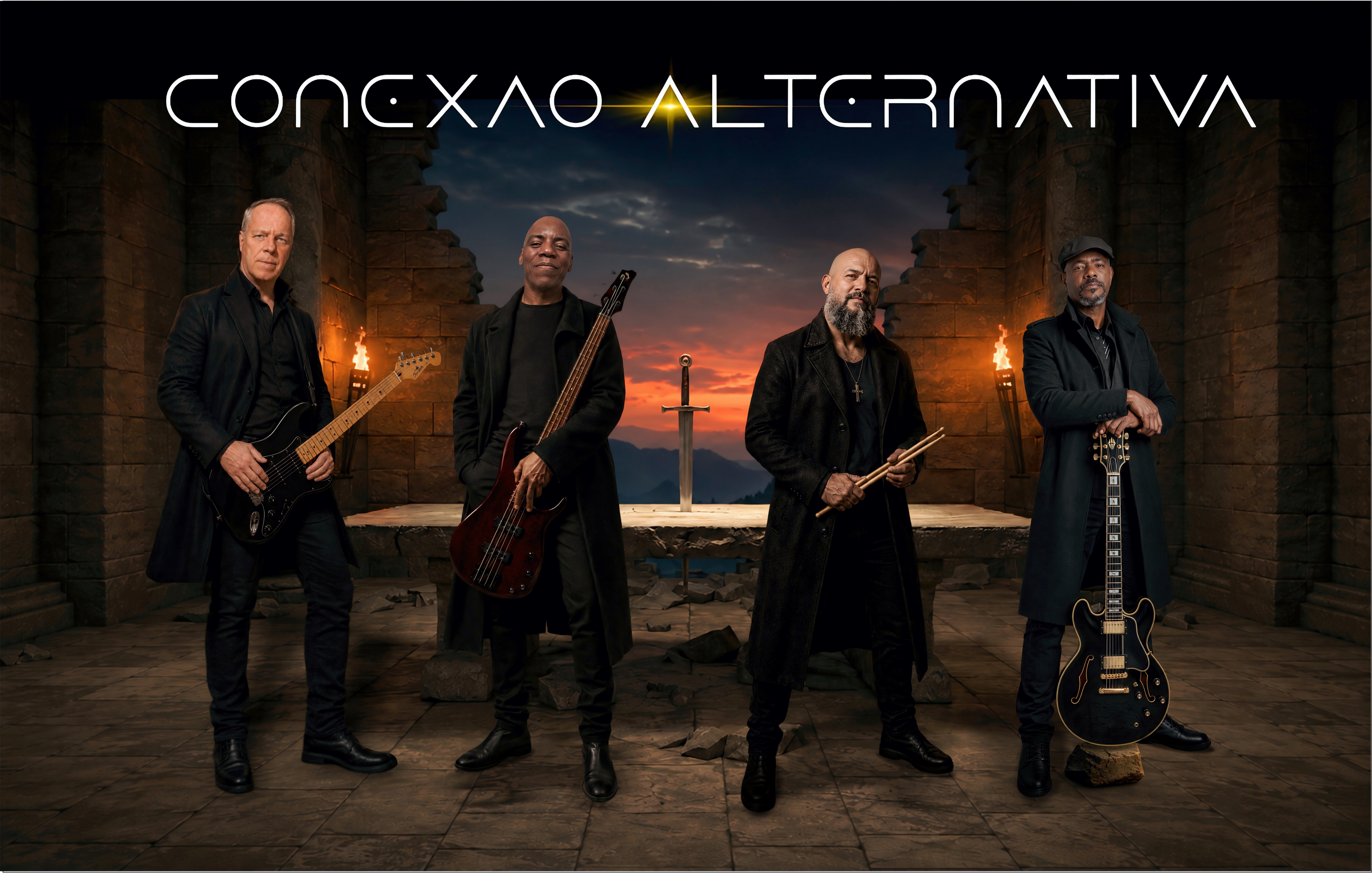 Integrantes da banda Conexão Alternativa em agosto de 2026